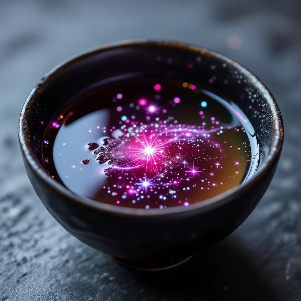 Cosmic Constellation Broth in Obsidian Bowl