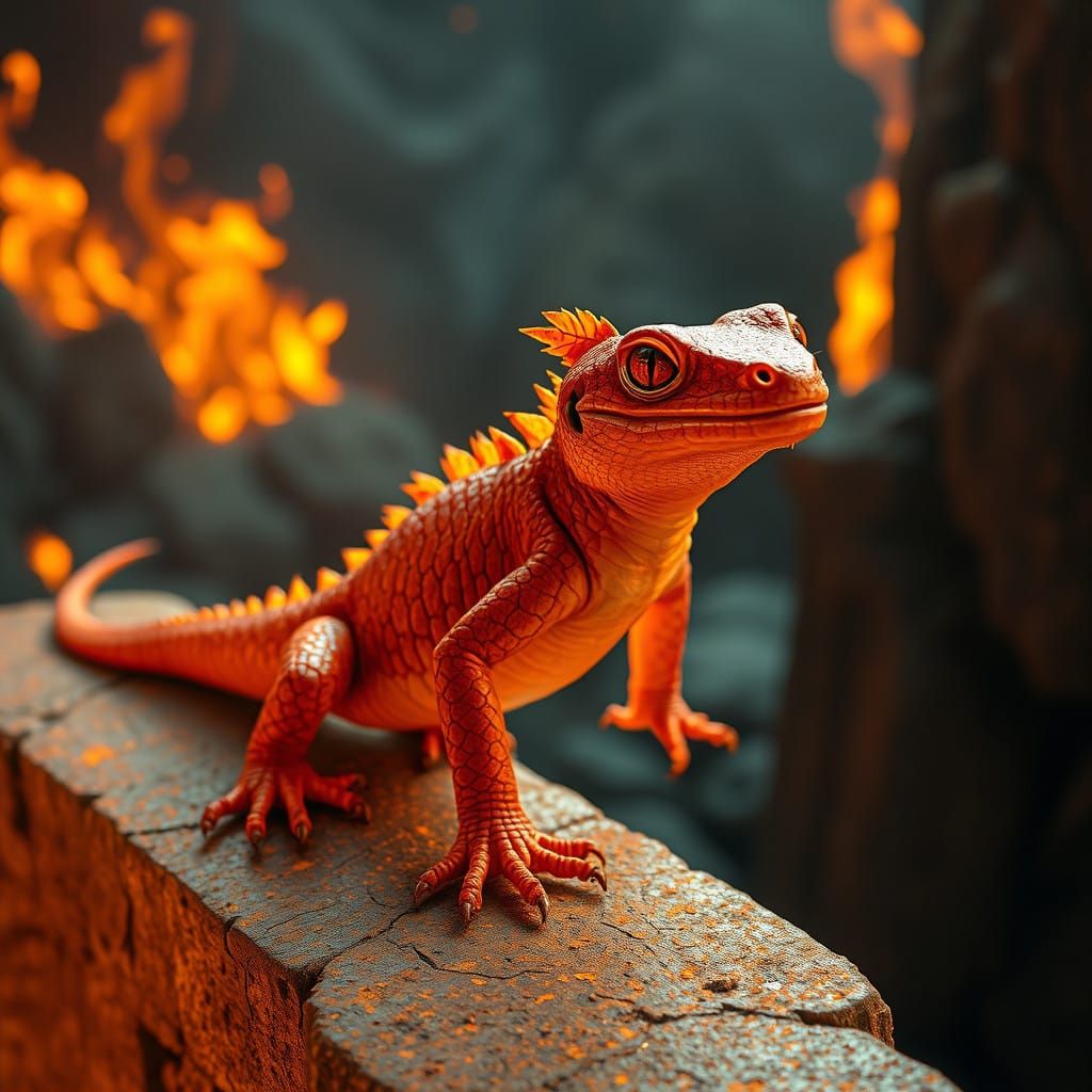 Surreal Salamander Stands Tall on Ancient Bridge in Hellish ...