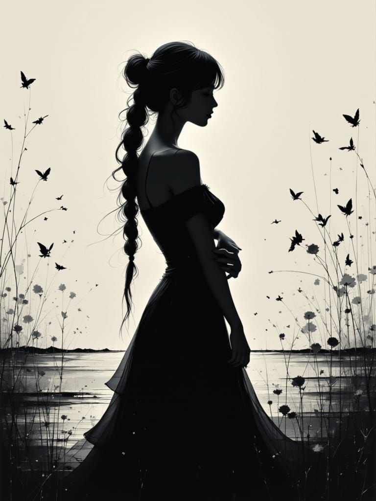 Couple Embracing in Dramatic Silhouette