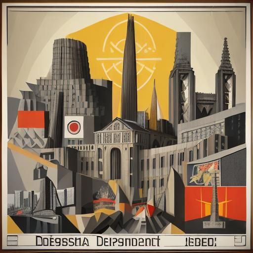 Brutalist Propaganda Poster of German Landmarks