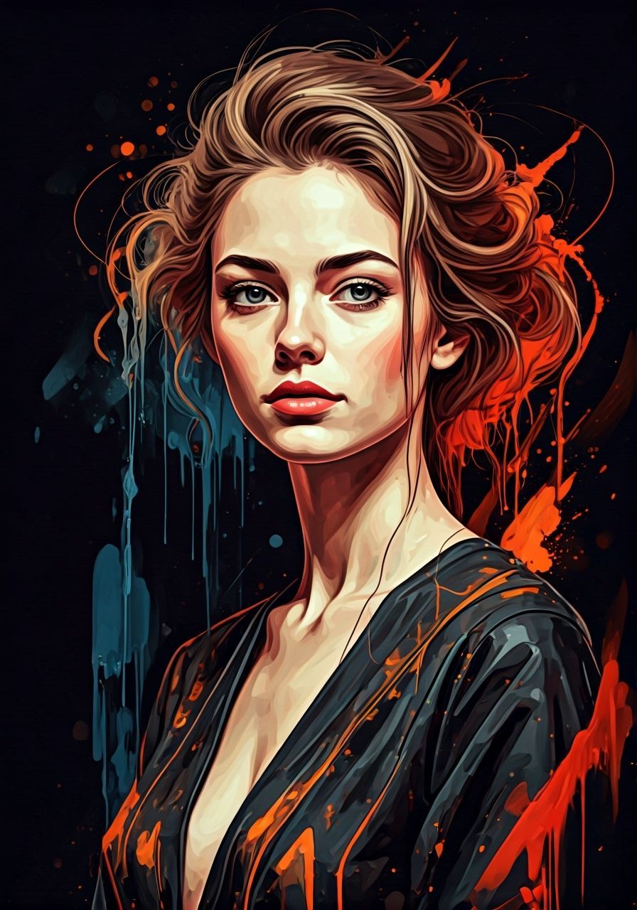 Striking Woman in Vibrant Graffiti Art Style