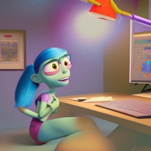 Derpina Internet Meme in 3D Digital Art Style