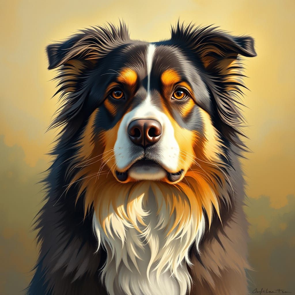 Majestic Dog in a Vibrant Impressionist Landscape