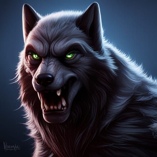Detailed Werewolf-Vampire Hybrid in Fantasy Art Style