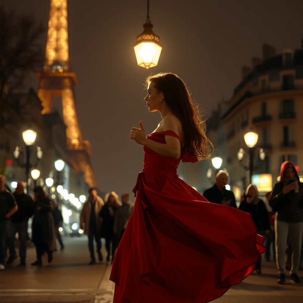 La Belle Dances Under Parisian Streetlight