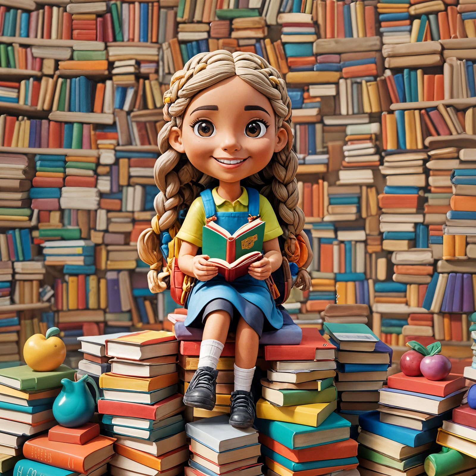 Cozy Study Scene with a Happy Girl