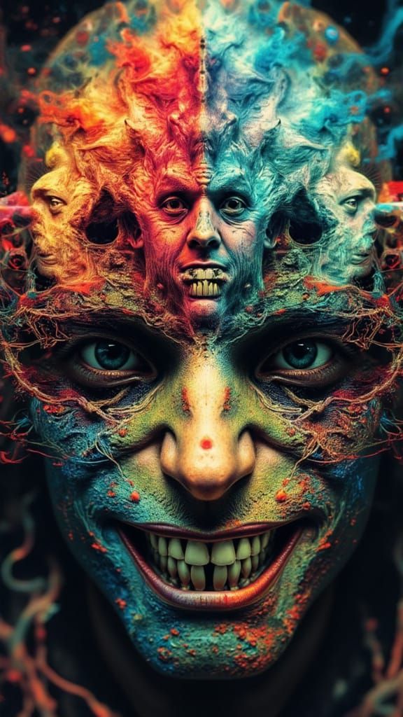 Fractal Faced Man in Analog Horror Style