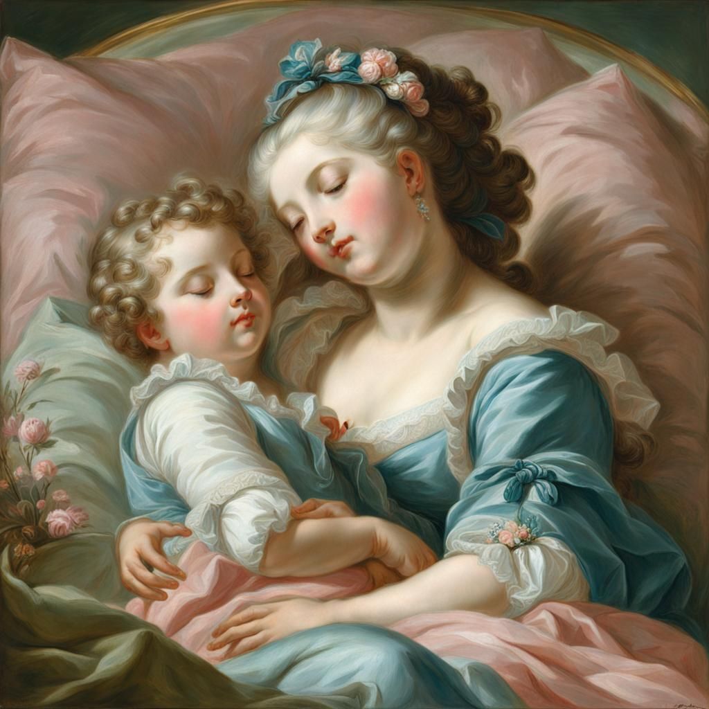 Mother and Child in Rococo Style