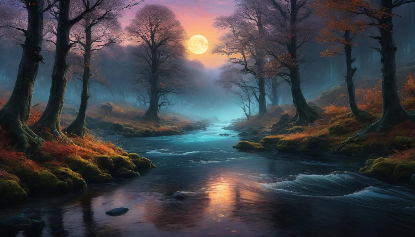 Ethereal Ghosts in Autumn-Winter Forest, Surreal Art