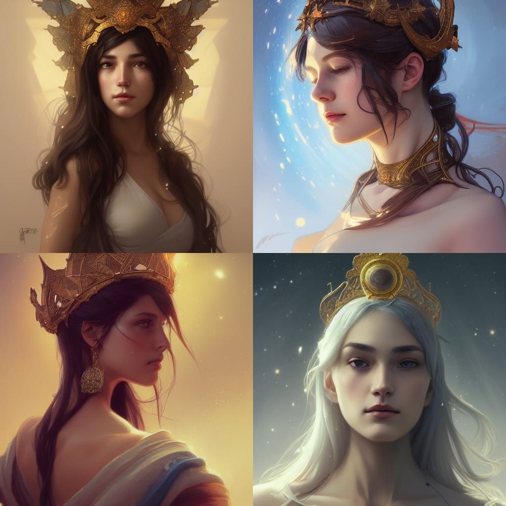 Detailed Portrait of Woman with Star Crown