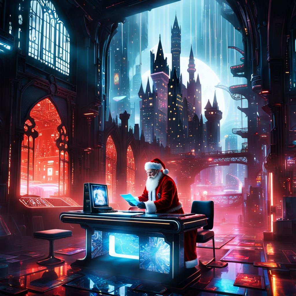 Santa Writes to Asgard from a Cyberpunk Lair