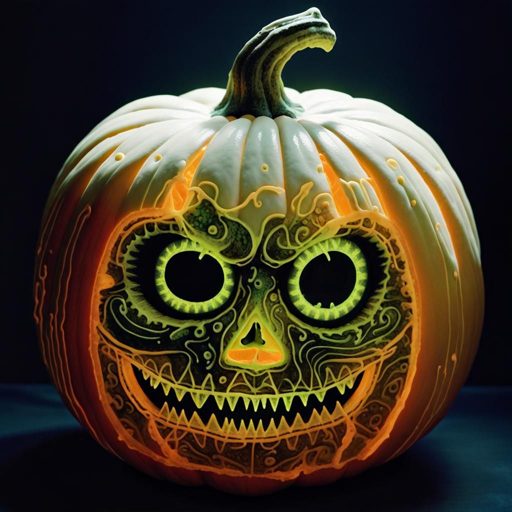 Phosphorescent Biometric Pumpkin in Encaustic Style