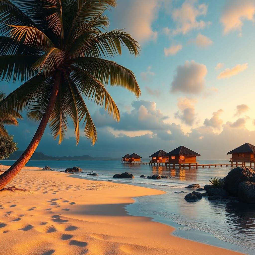 Tropical Twilight Oasis in Vibrant Colors