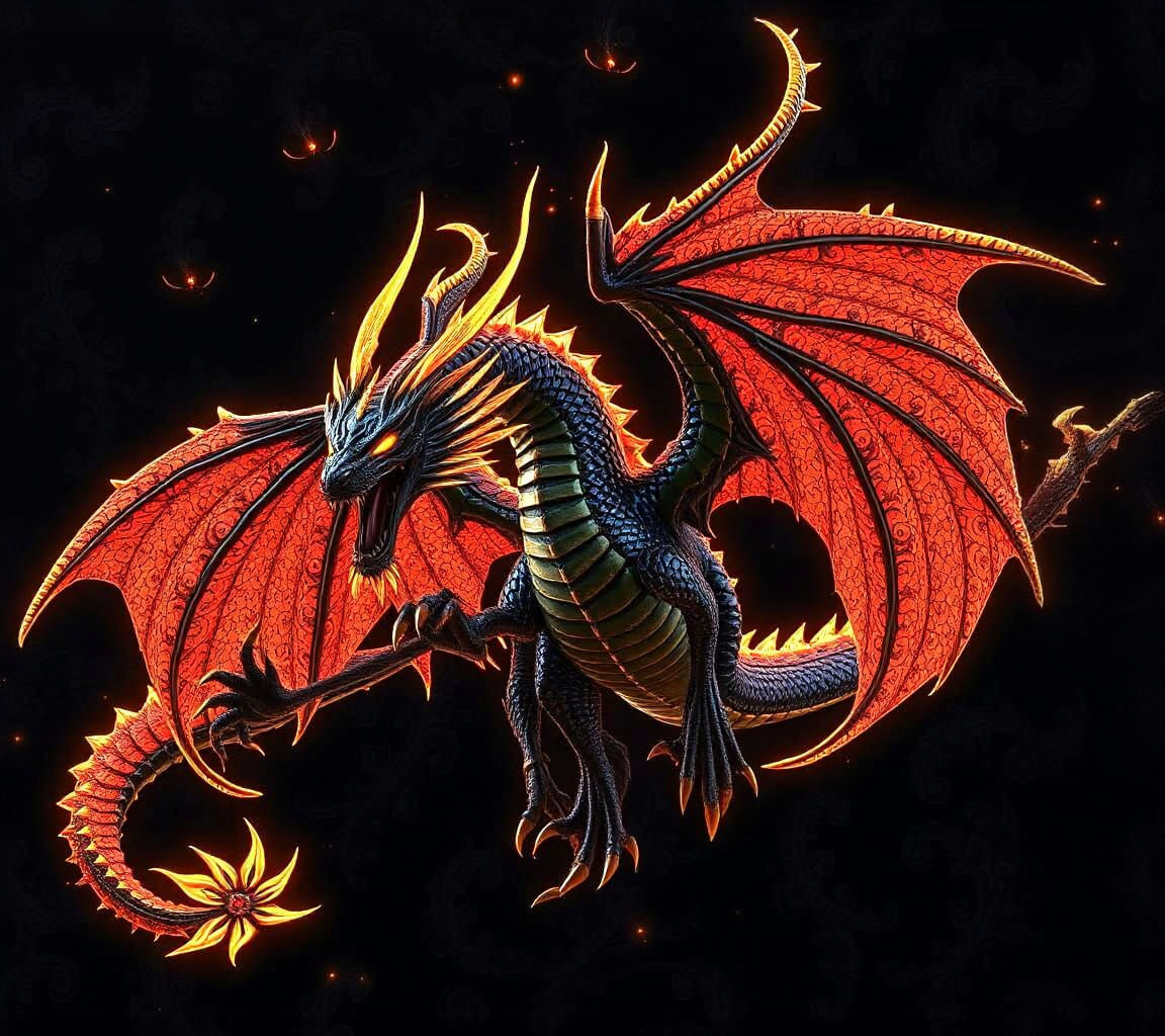 Ethereal Bioluminescent Dragon with Filigree