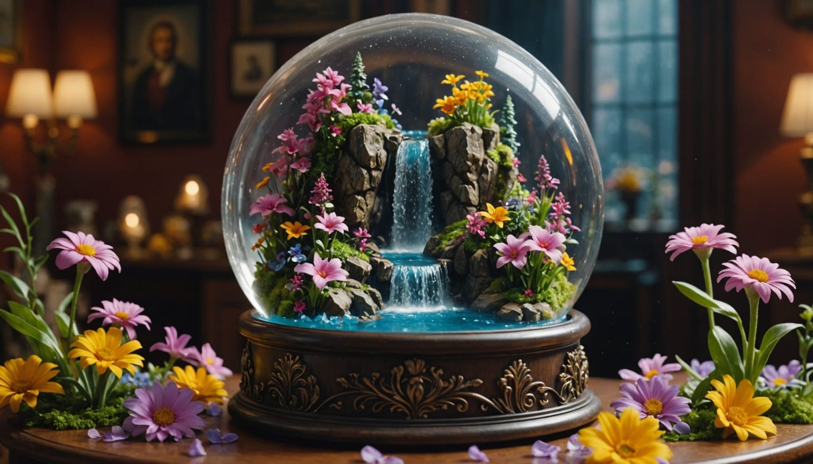Magical Waterfall Snowglobe in Giant's Room