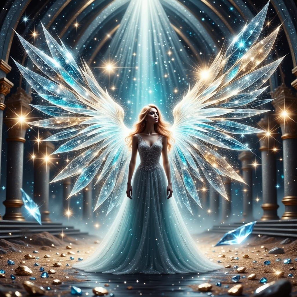 Majestic Angel in Glitter Storm Cathedral