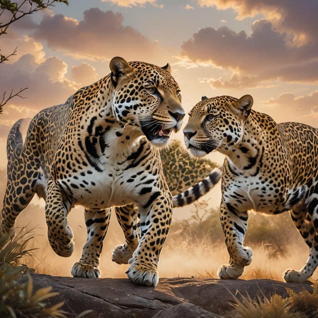 Fantasy Wildlife Art: Black and White Jaguars