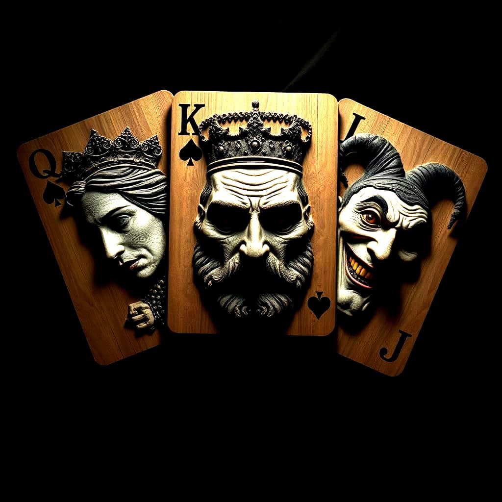 Surreal Portraits Carved into Playing Cards