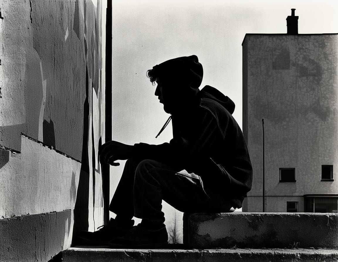 Geometric Abstract Silhouette in a Grim Council Estate