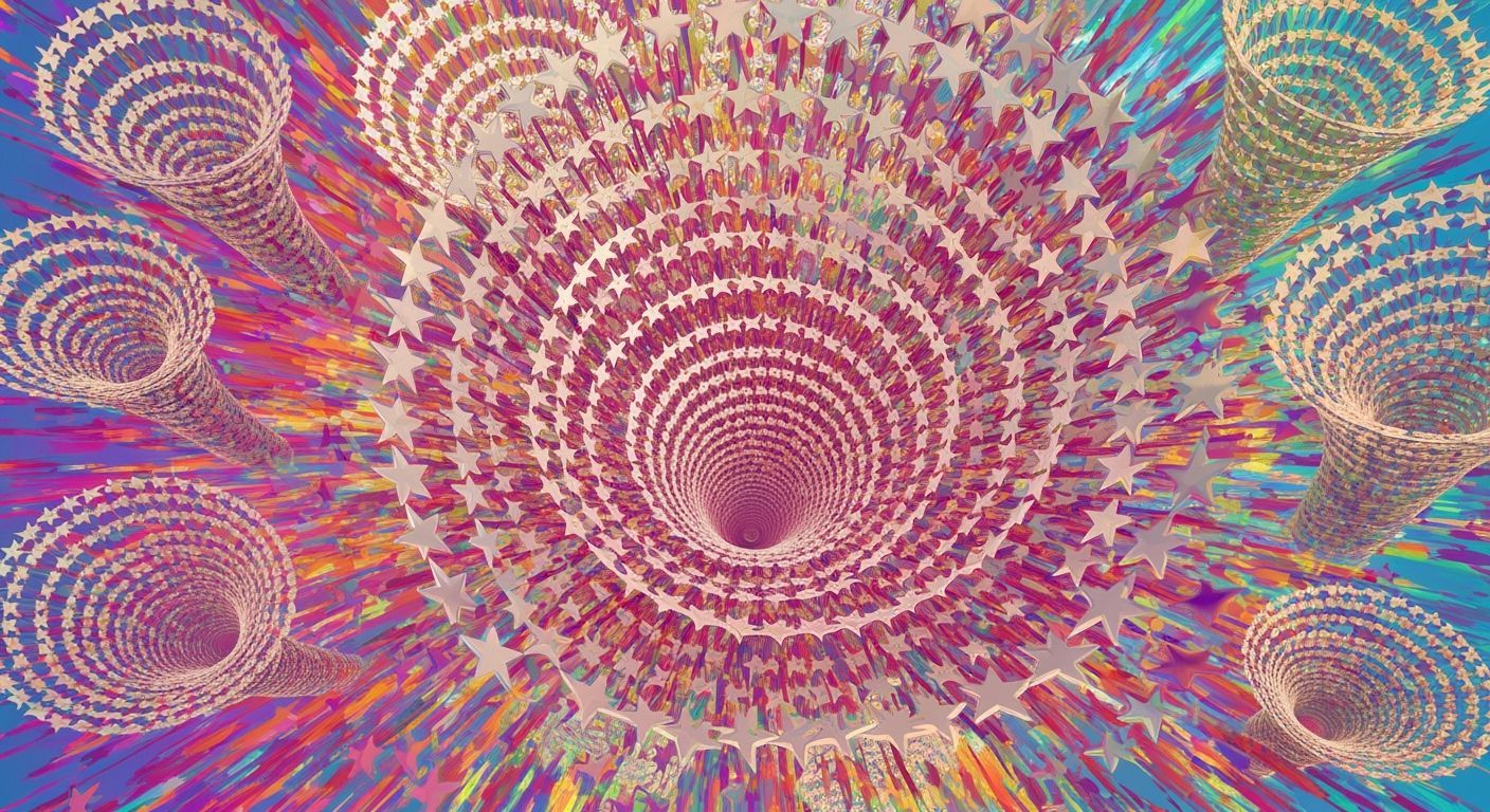 Dazzling 3D Star Vortexes in Rainbow Colors