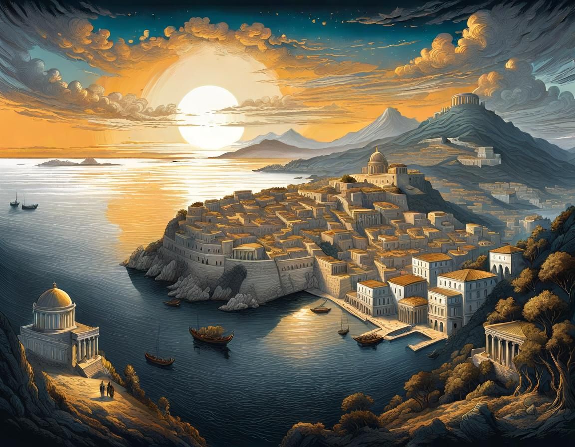 Corfu Island View at Golden Hour: Magic Realism