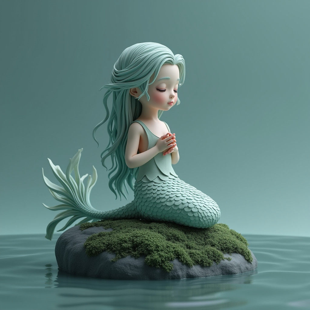 Monochromatic Mermaid in Serene Fantasy Art