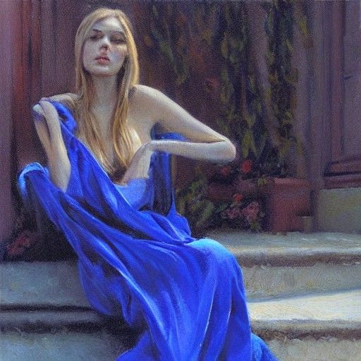 Blue Velvete Oil Painting in Classical Realism