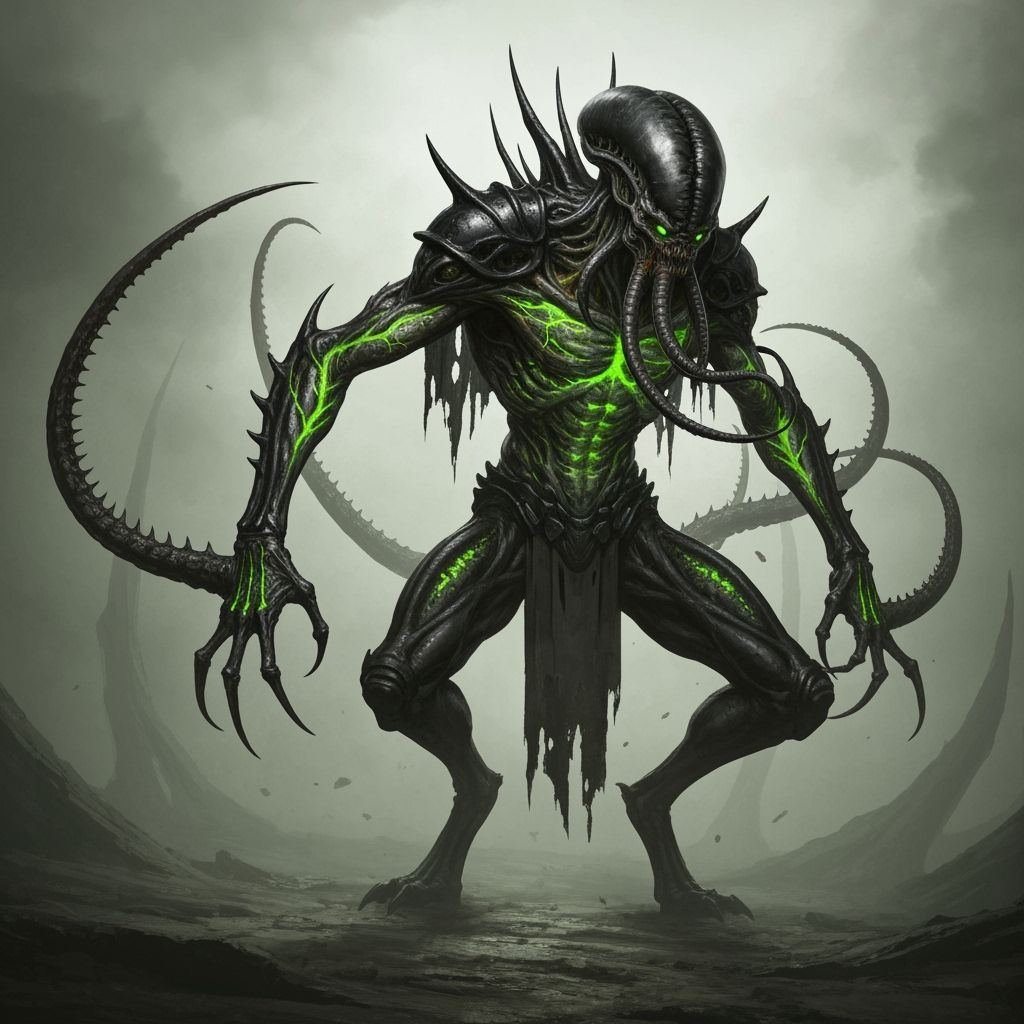 Terrifying Alien Creature in Biomechanical Armor