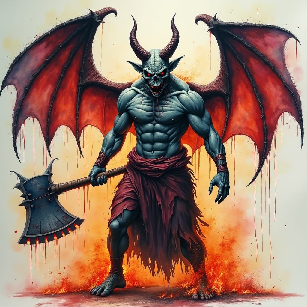 Ominous Fiend Masterpiece in Neo-Impressionist Style