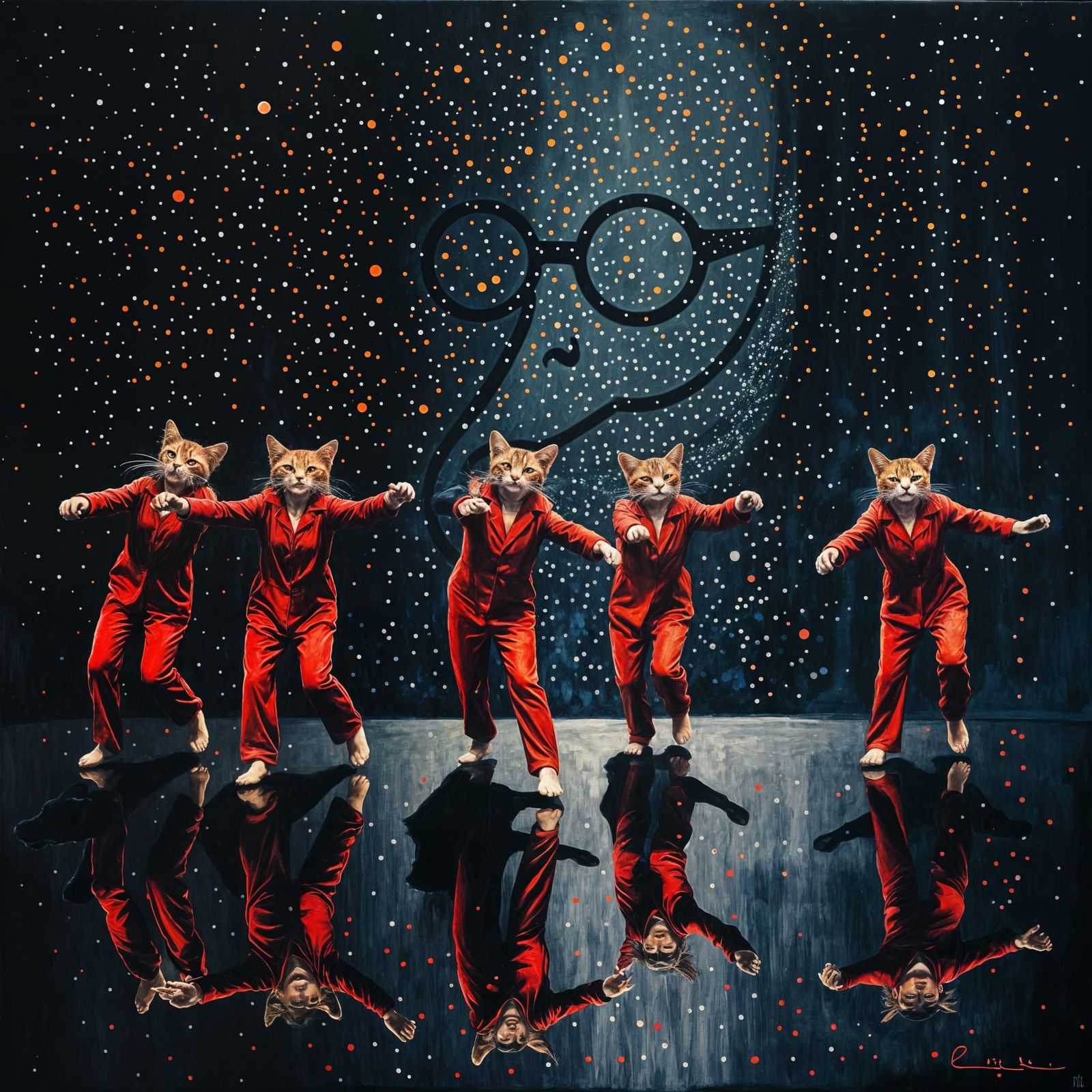 Cats Dancing to Infinity: Pointillist Neo-Impressionism