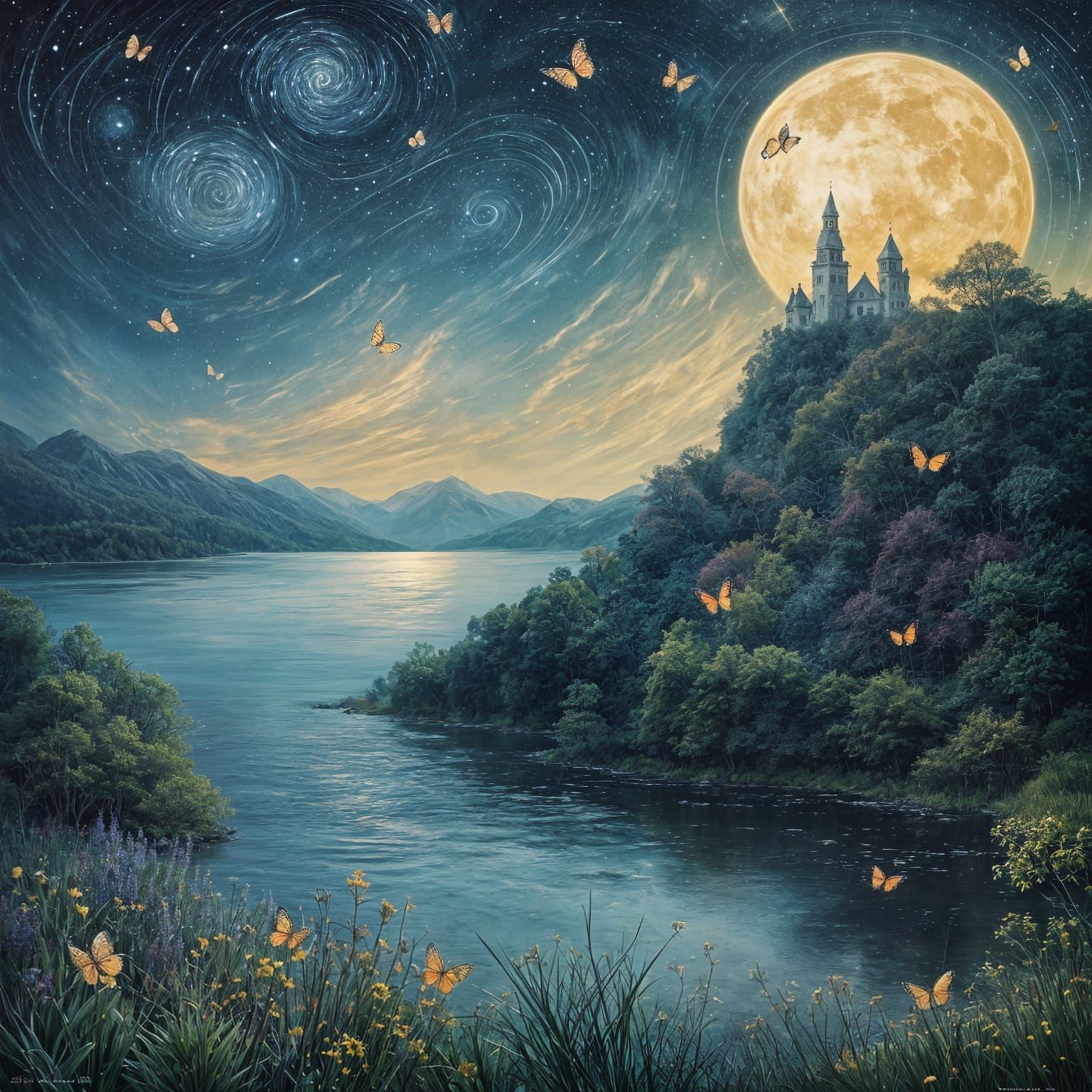 Butterfly Double Exposure: Intricate Mixed-Media Art