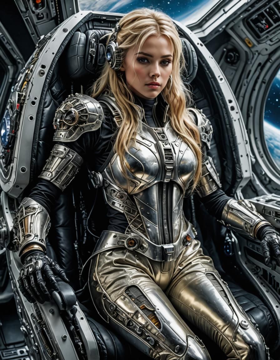 Blonde in Spacesuit: Hyperrealistic Sci-Fi Art