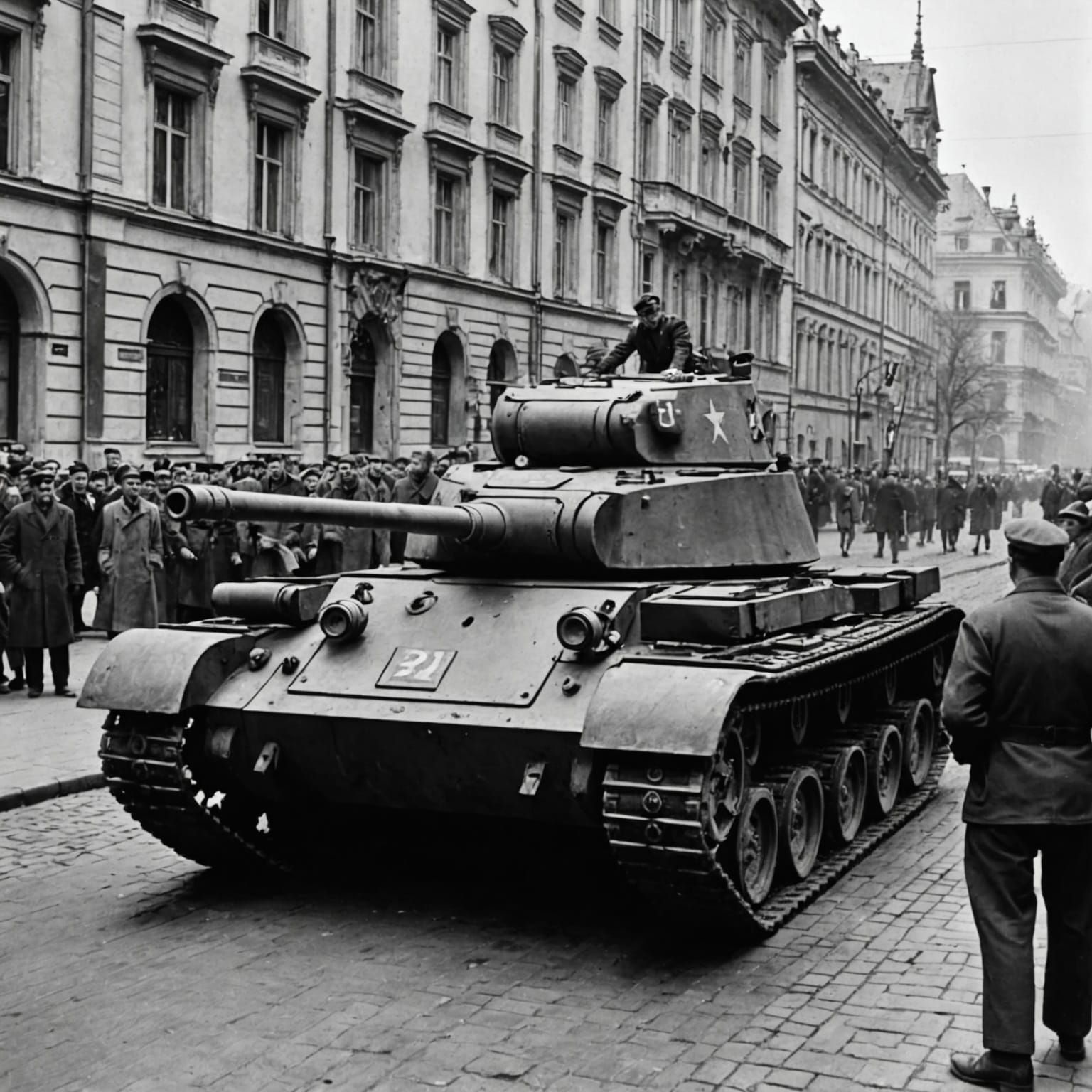 Tank Confrontation in Budapest, 1956