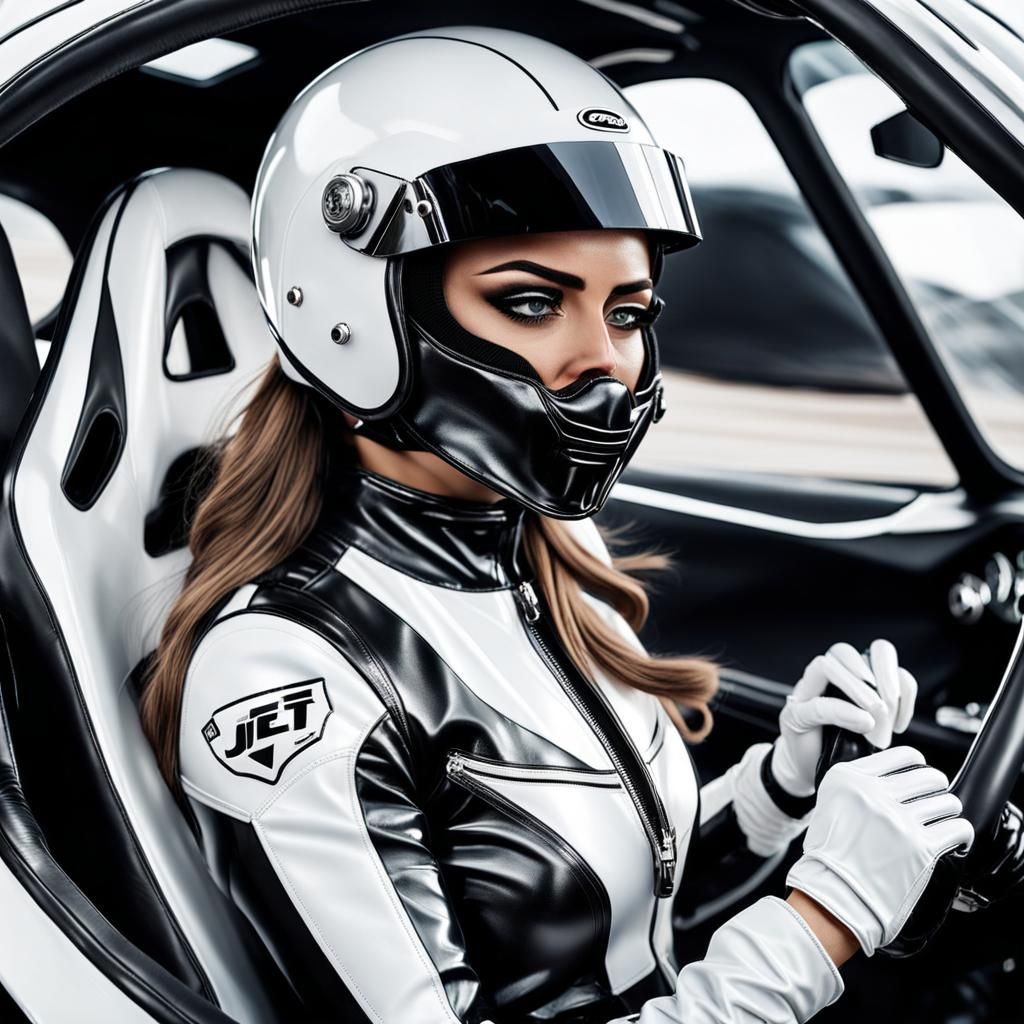 Racing Girl in Burning Car: Hyperrealistic Concept Art