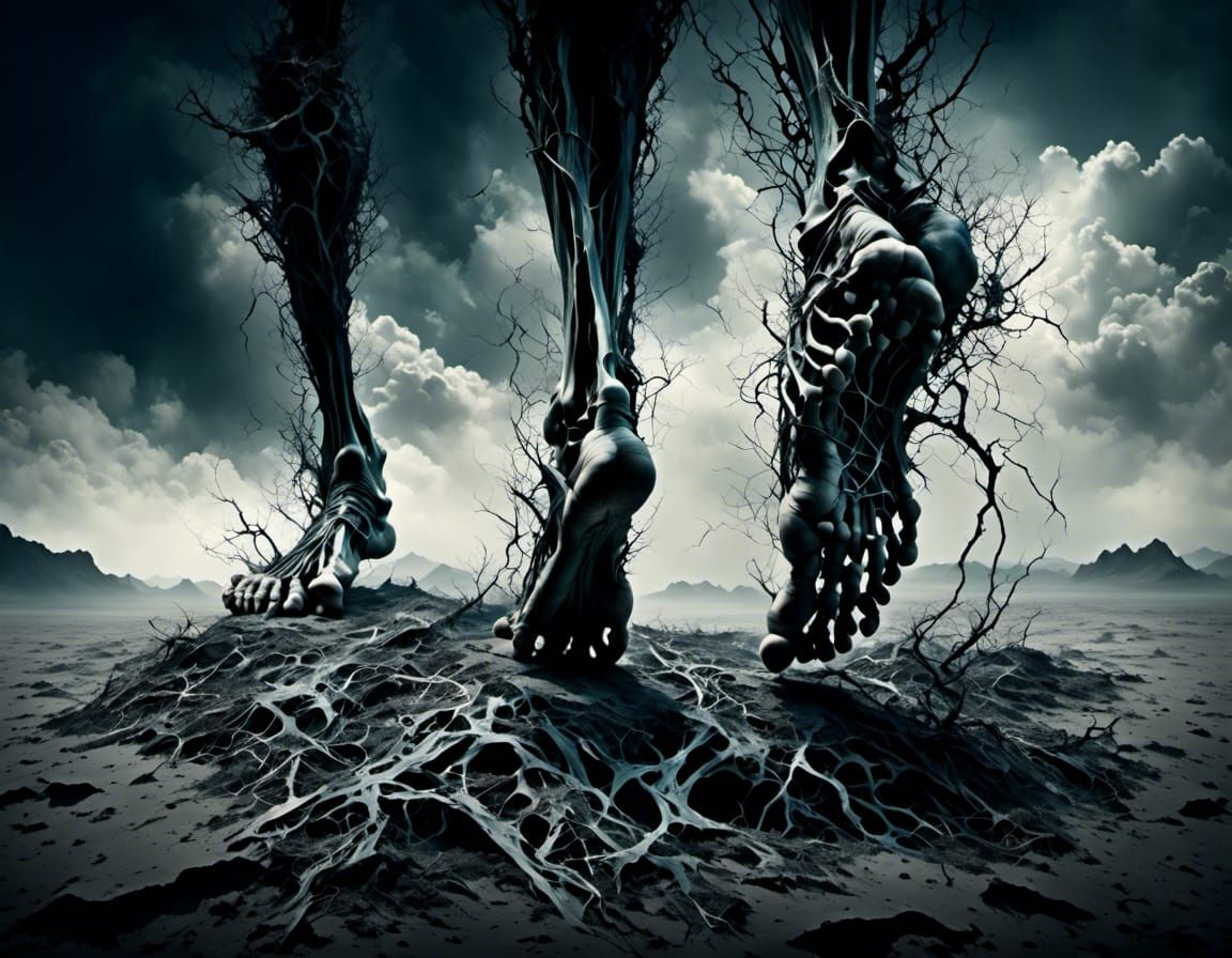 Skeleton Foot Race in Dark Fantasy Realism