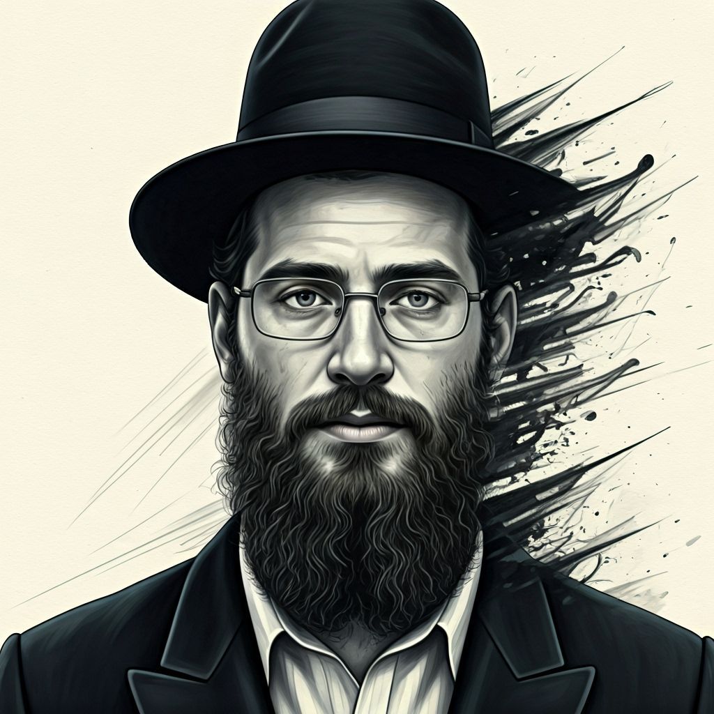 Hasidic Man Portrait with Abstract Glitch Effects
