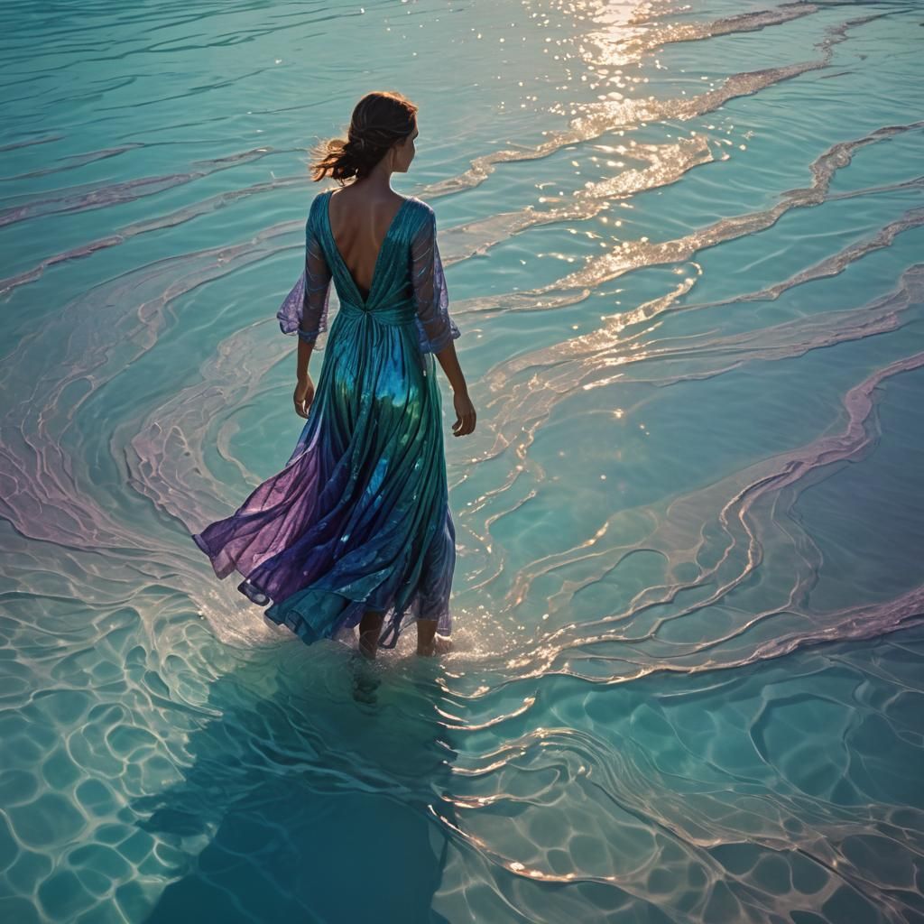 Lone Figure at Water's Edge in Ethereal Light