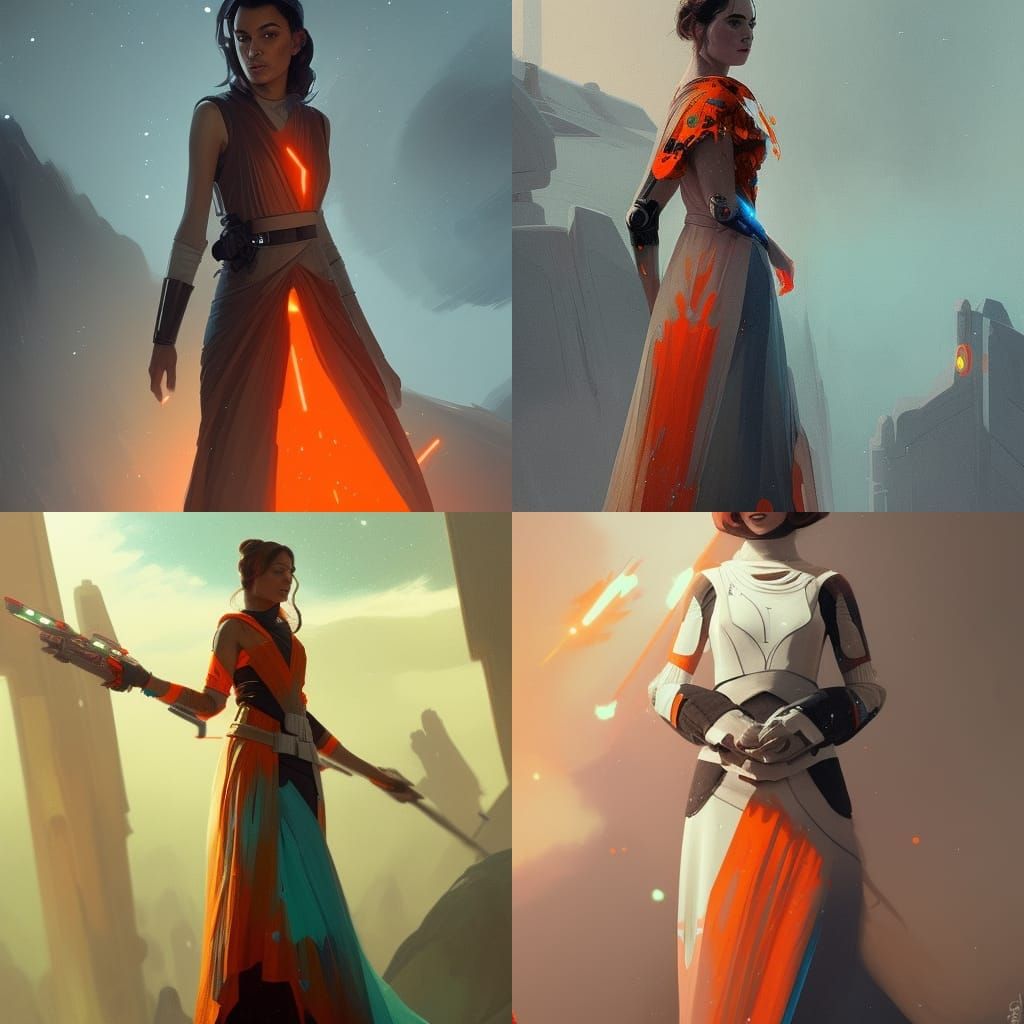 Star Wars Dress Concept Art in Orange and Teal
