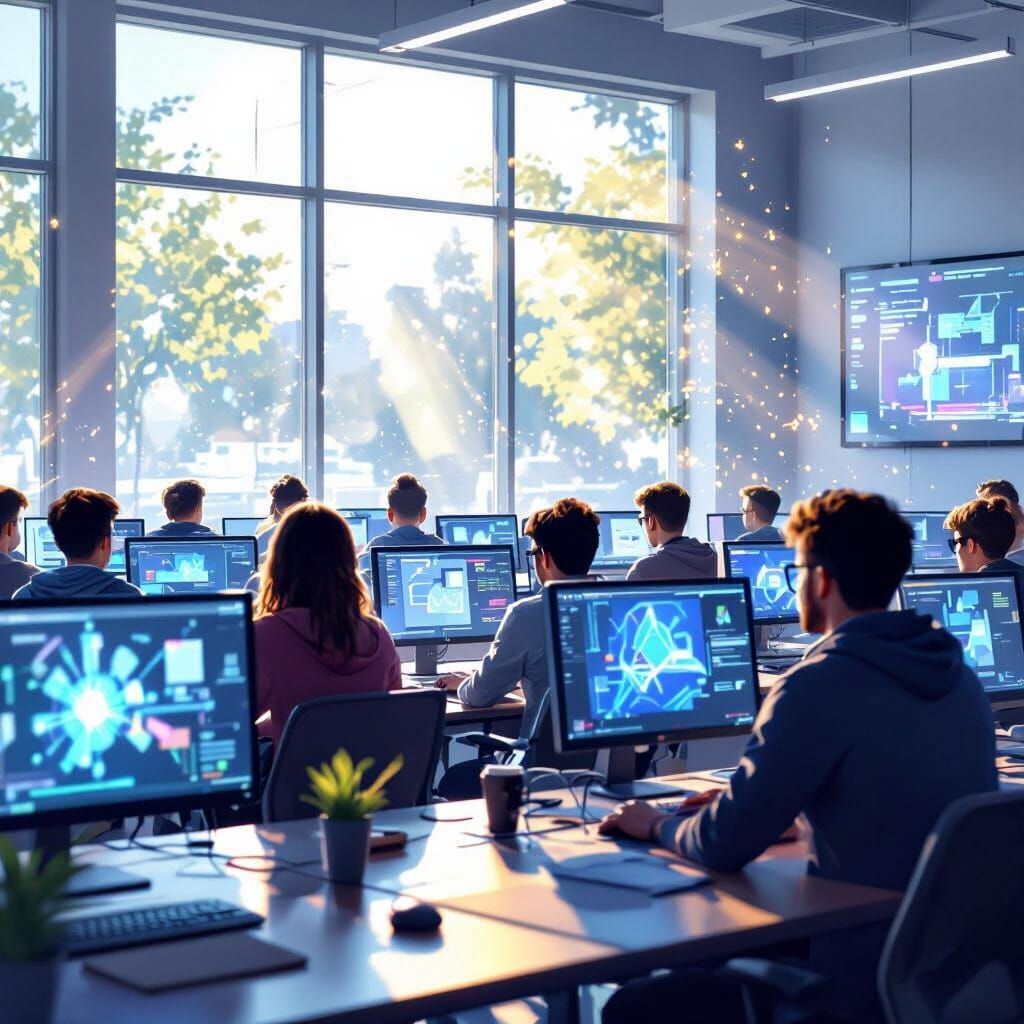 Students Learn in a Bright, Modern Digital Art Classroom