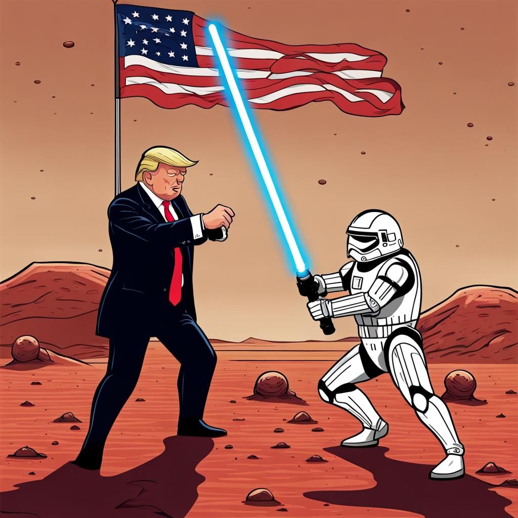 Lightsaber Battle on Mars with Doge