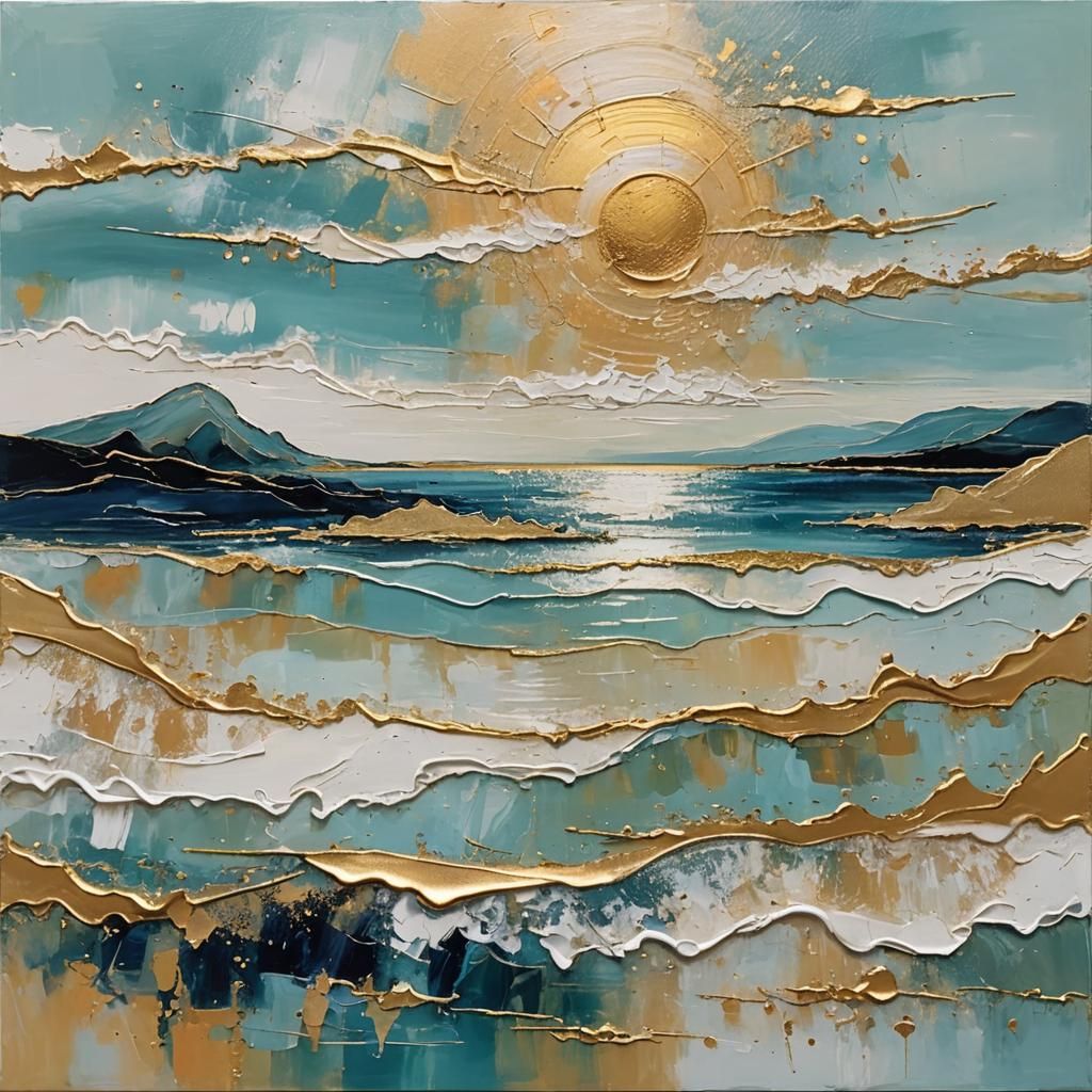 Abstract Sunrise Over Bay with Golden Light