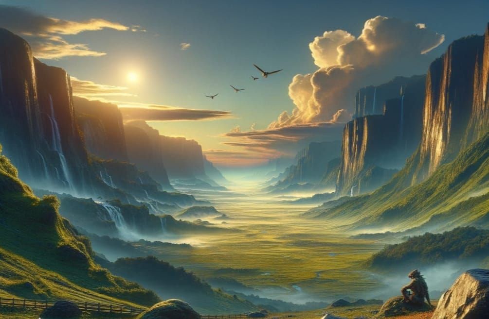 Lush Valley with Amethyst, Digital Matte Painting