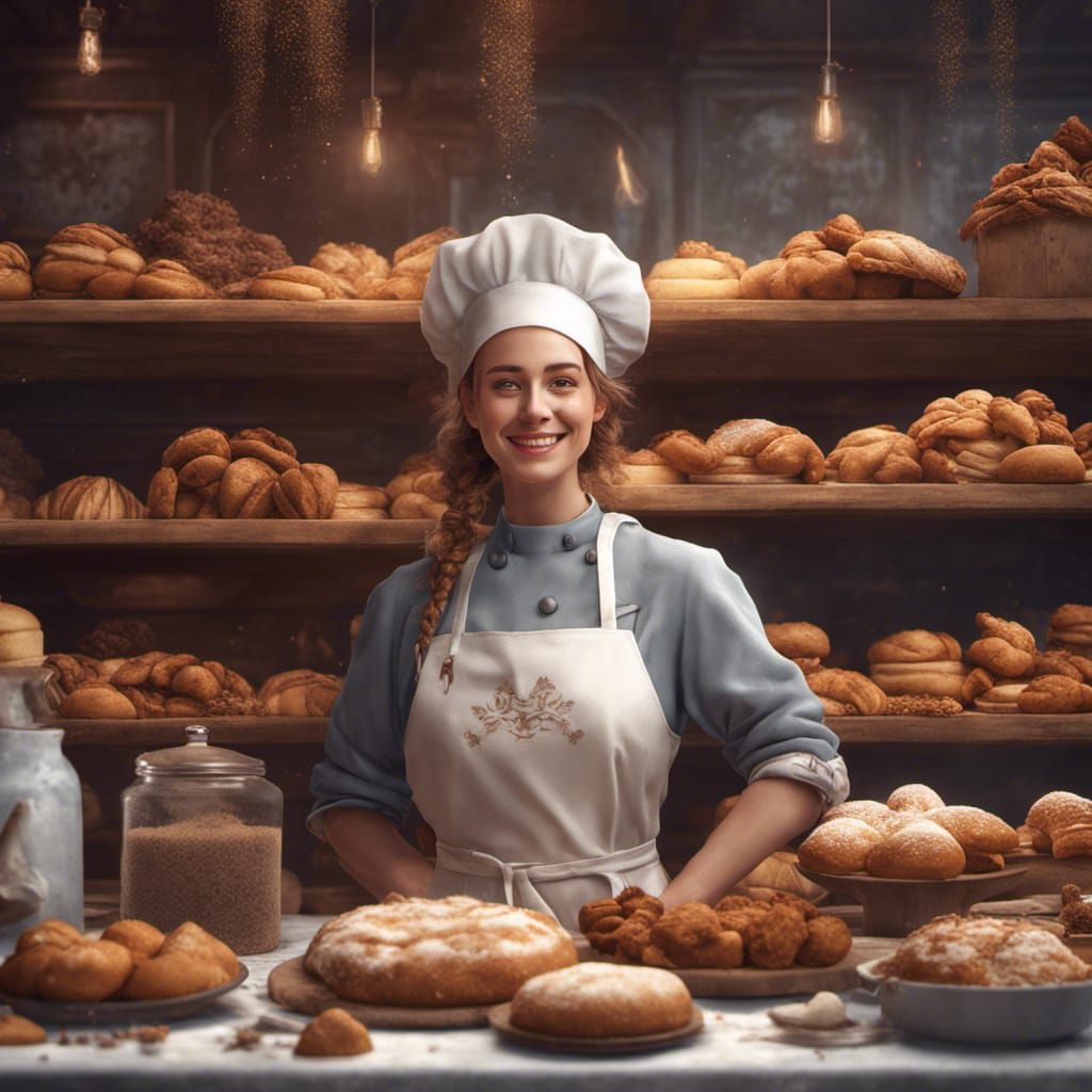 Happy Baker Woman: Fantasy Portrait in Deep Color