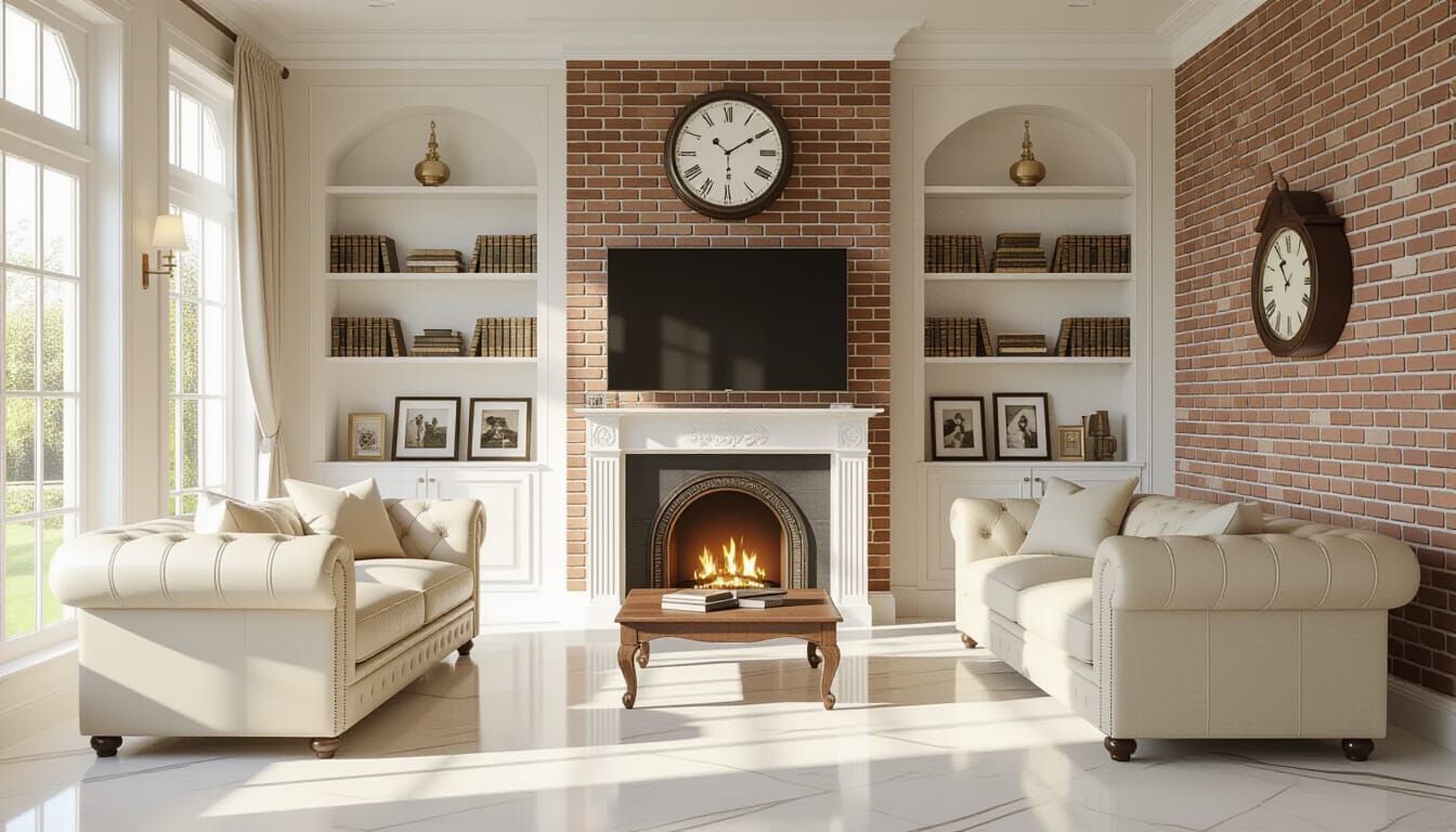 Vibrant Victorian Living Room with Sunlight and Marble Floor...