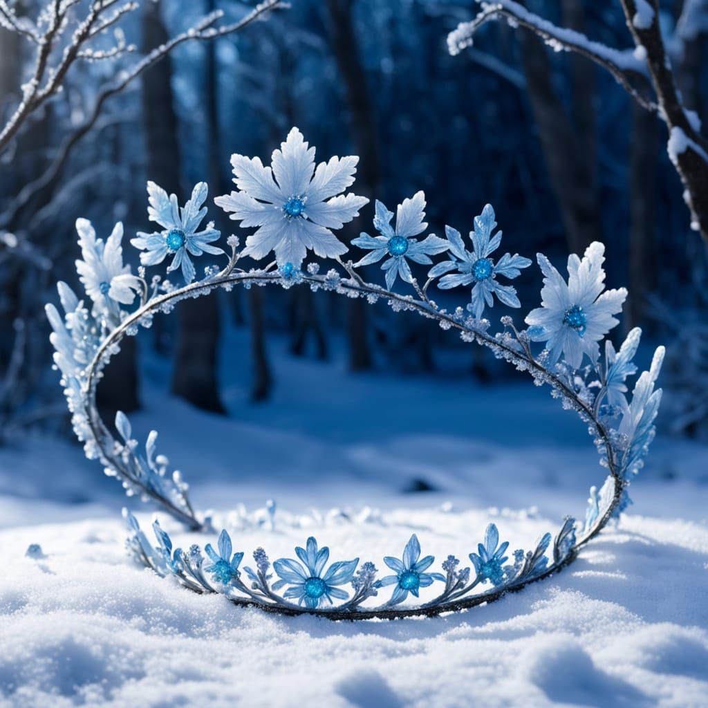 Frozen Flower Tiara Glows in Snowy Glade