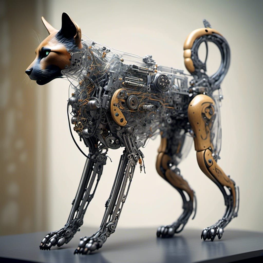 Cyborg Dog with Machine: Neo-Dada Digital Rendering