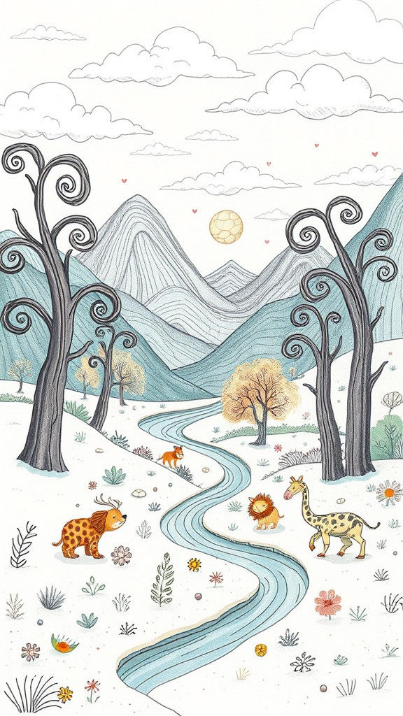 Whimsical Fantasy Landscape in Dreamlike Style