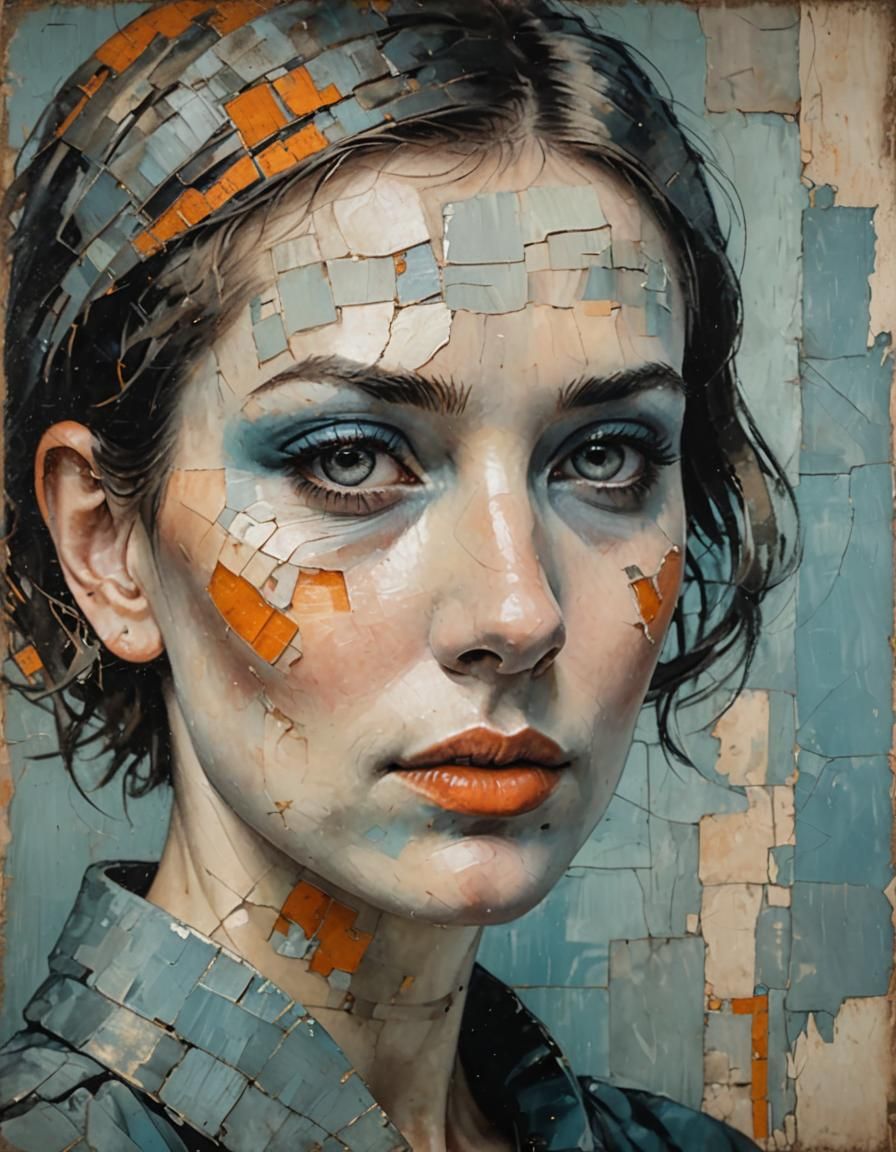 Distressed Contemporary Portrait of a Young Woman