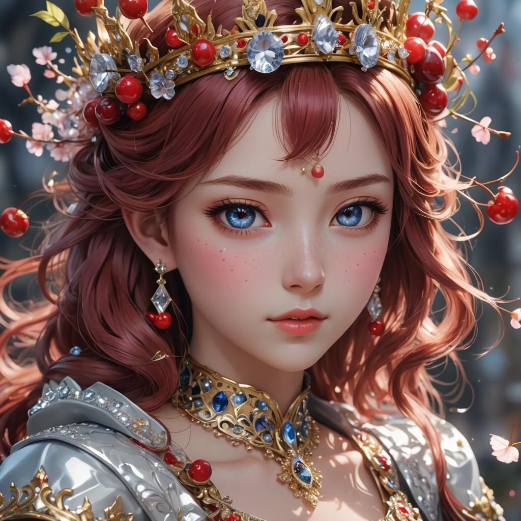 Anime Crown Princess with Crystal Crown, 3D Art