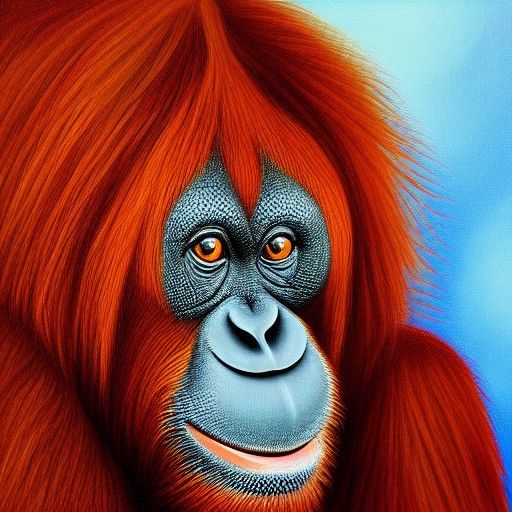 Detailed 3D Orangutan Painting in 8K